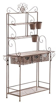 CLP XL-Pflanzenregal Shine I Blumenregal mit 4 Ablageflächen und extra Halterungen für Blumentöpfe I erhältlich, Farbe:antik braun