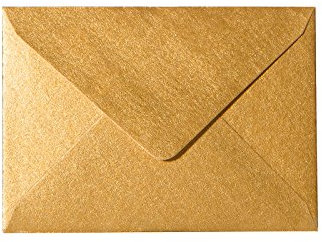 Paper24 25 Umschläge B6 feuchtklebend 100 g/qm, Briefumschläge 12,5 x 17,5 cm für Hochzeit, Geburtstag, zum Basteln in der Farbe Gold