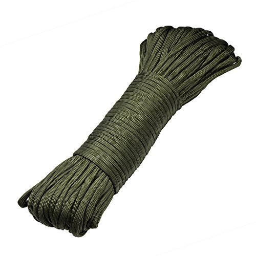 DonDon 30 meter långt tygband nylonsnöre paracord-rep överlevnadsrep för hantverk och campingaktiviteter utomhus 4 mm - 7 snören olivgrön