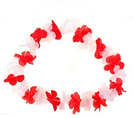 TopTen Hawaiikette, Blumenkette Polen 45 cm Durchmesser, WEIß/ROT, 100cm lang, WM, Fussball, Fanartikel