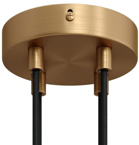 creative cables Kit rosone per lampadario da soffitto (serracavo cilindrico, metallo color bronzo satinato, Ø 120 mm, 4 fori) – Fissaggio a staffa per lampadari e sospensioni multiple