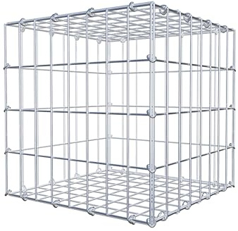 GABIONA Panier à pierre carré - Dimensions des mailles : 5 x 10 cm - Profondeur : 40 cm - Gabion : 40 x 40 x 40 cm (L x H x P) - Anneau en C