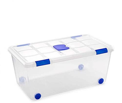 AC - Caja de ordenación de plástico Transparente N.º 7 - Contenedor para almacenar Libros, Ropa, Mantas - Capacidad 61 litros - Dimensiones Aprox.: 73,2 x 42,1 x 31 cm