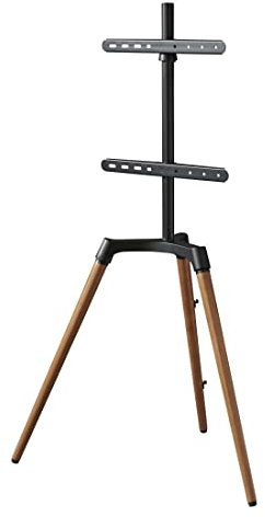 Hama TV Ständer im Staffelei Design (Stabiler Fernsehständer für 32-65 Zoll, höhenverstellbarer TV Stand als Tripod, kompaktes TV Stativ, VESA kompatibler Bodenständer) Echtholz, Buche