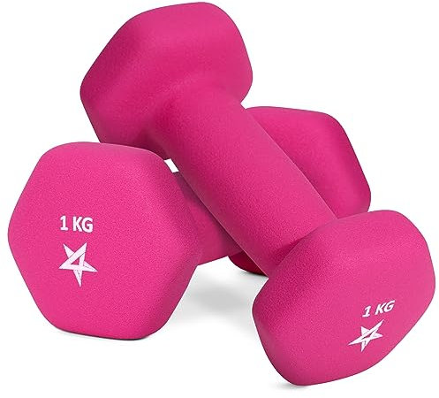 Yes4All G1EK Hex Neopren Hanteln Set Gewichte für Krafttraining Yoga Pilate - Kurzhanteln 2er set, Dumbbells Set für Frauen Männer, 1 kg hanteln 2 er set, rosa