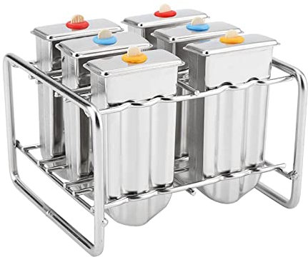 Kit de Moldes para Paletas de Hielo de Acero Inoxidable, Herramienta para Hacer Moldes para Paletas de Hielo, Molde para Helado con Base de Soporte para Palitos de (Doble ranura