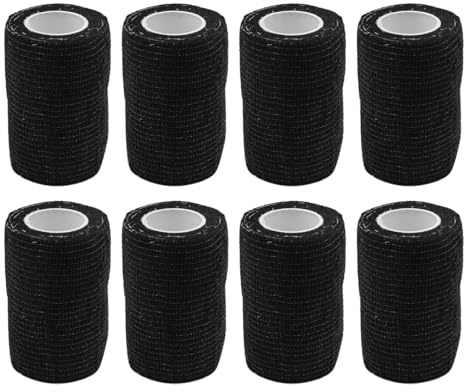 Vendaje autoadhesivo Alnicov, 8 rollos x 7,5 cm x 4,5 m, rollo de material de vendaje, venda elástica, venda fija, venda autoadhesiva, negra