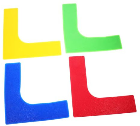 KOMBIUDA 4 Stück Sport-trainingsmarkierungen – Rechtwinklige Mattenmarkierungen – Tennisplatzschilder – Helles PVC – Essential Sports