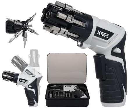 Cordless Screwdriver, 3.6V Electric Screwdriver, 1300mAh Mini Drill with LED Light, 180° Rotatable Body, Small Drill with 6 Quick-Change Bits and 19 Bit Accessories, Ideal for Home DIY