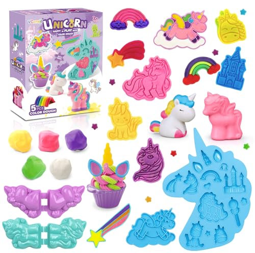 Knete ab 3 jahre für Kinder, Einhorn Thema Play Color Dough Knete zubehör Kunst und Handwerk Kit mit 11 Stück Knete zubehör, Urlaub Geburtstag Bildung Spielzeug Knete Set