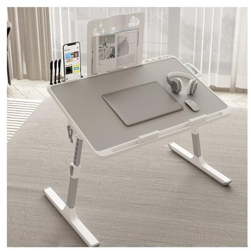 JHIAADEY Vikbart sängbord, Fällbart sängbord, bambu sängbricka bord med vikbara ben, hopfällbart laptopskrivbord, Läsställ Bärbar datorställ Frukost Sängbricka Bokhylla Lämplig for soffa, säng, utepla