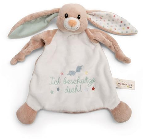 NICI Schmusetuch Hase Fjella Ich beschütze Dich 25x25cm - rosa - Kuscheltuch für Babys & Kleinkinder, Baby Kuscheltier Schnuffeltuch für Mädchen & Jungen | 61880