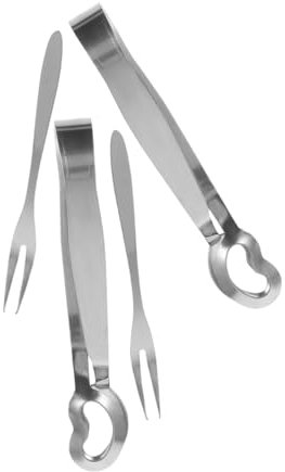 CATIEBYE Set Di 4 Forchette Per Lumache E Pinze Per Lumache, Set Di Utensili Da Cucina in Acciaio Inossidabile Che Servono Lumache, Pinze Per Frutti Di Mare, Per La Casa E Il Ristorante