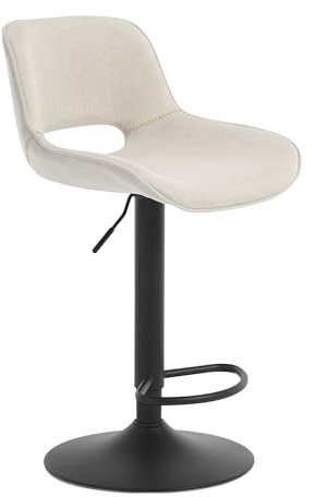 WOLTU Barstol, barstol, linnebeläggning, barnstol, höjdjusterbar, vadderad sits, 360° svängbar, med ryggstöd, metallram, beige, BH438be-1