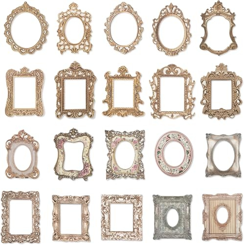 60PCS Vintage Scrapbook Frames Decorative Paper Borders, Scrapbooking Cutouts Paper for DIY Journal Craft Art, Retro Mirror Frame Papers for Junk Journal & Card Making, Elegant Crafting Supplies