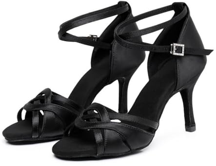 Hixingo Scarpe da Ballo Latino Donna con Tacco 8,5cm, per Le Donne Tacchi Bassi per Salsa Jazz Ballroom,Salsa Tango Bachata Danza Professionale Scarpe con Punta Aperta -Style 901