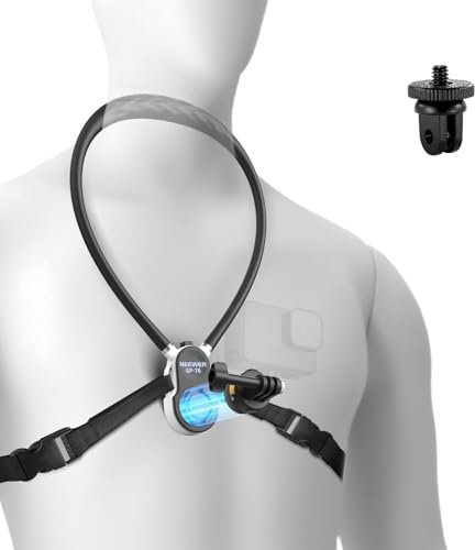 NEEWER GP-76 Support Cou Magnétique Compatible avec GoPro DJI, Support à Dégagement Rapide avec Coussin d'air et Sangle de Poitrine Réglable, Kit d'Accessoires pour Enregistrement Vidéo POV Vlogging