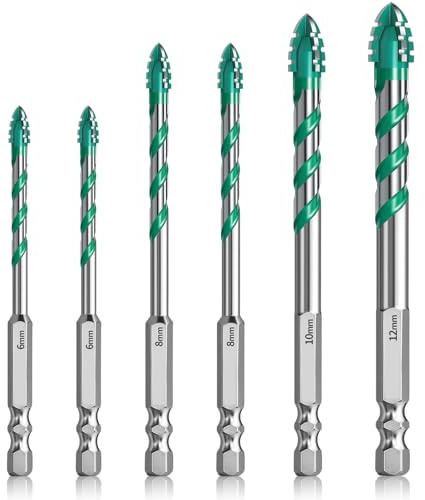 Juego de brocas para mampostería, 6 brocas excéntricas, brocas profesionales de carburo de tungsteno para azulejos de cerámica, porcelana, hormigón, ladrillo, mármol de granito, vidrio, cemento