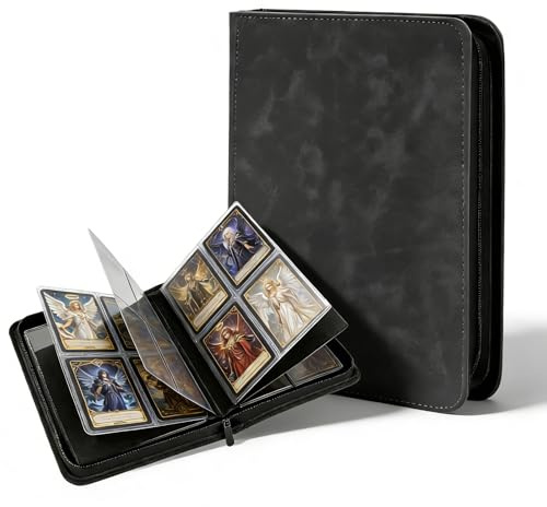 Toploader Álbum de recortes de 160 tarjetas, encuadernación con cremallera, álbum de tarjetas impermeable para tarjetas de 3 x 4 pulgadas, gran capacidad, 160 toploader