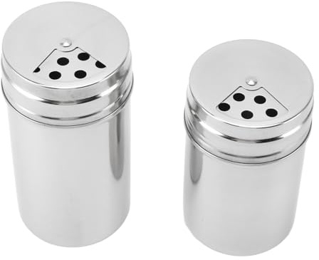Krydddispenserflaska, 304 rostfritt stål shaker burk med justerbara hällhål, 2-delat set för grill, salt, socker och kryddor