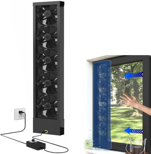 Extractor Vertical Retráctil para Ventana, Ventilador Extractor para Ventana Corredera 2800RPM con Control de 10 Velocidades - Ventilador de Ventilación Sin Taladros para Coci 38-44cm/14.96-17.32inch
