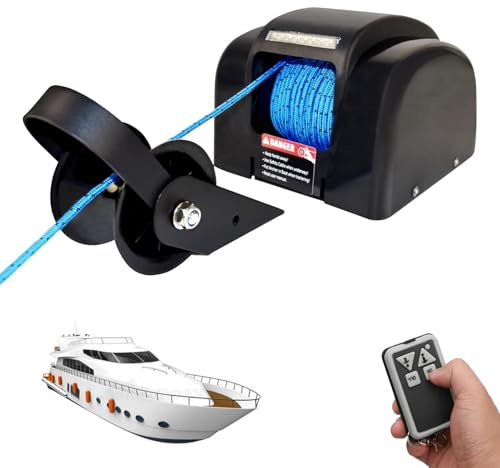 Electric Anchor Winch Kit - 12V Motor for 21KG Anchors, 31M Rope & Remote Control, All-Weather Design for Fishing Boats, Ski Boats & Pleasure Crafts