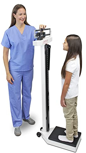 DETECTO 438 Mechanical Physician Beam Scale with Height Rod/Wheels