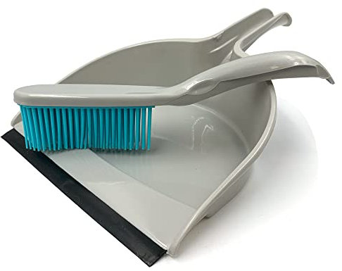 Pet Hair Remover Rubber Dustpan and Brush Set | 22cm Wide Dustpan and Soft Bristle Rubber Brush for Carpet | Ideal for Cleaning Pet Hairs, Fibres and Dirt from Carpets and Furniture