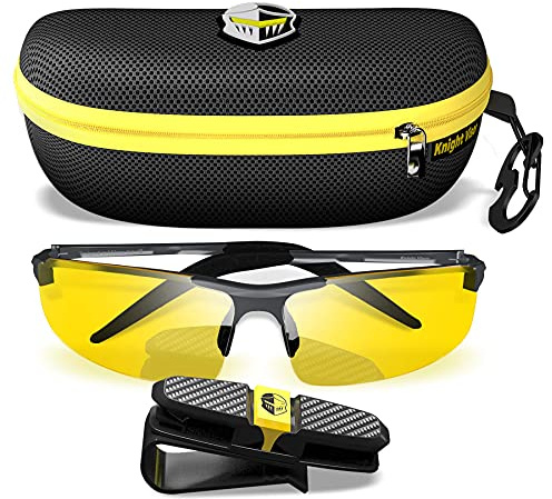 BLUPOND Night Driving & Sports Glasses - HD Yellow Vision for Maximum Clarity - Unisex Visor - Titanium Frame