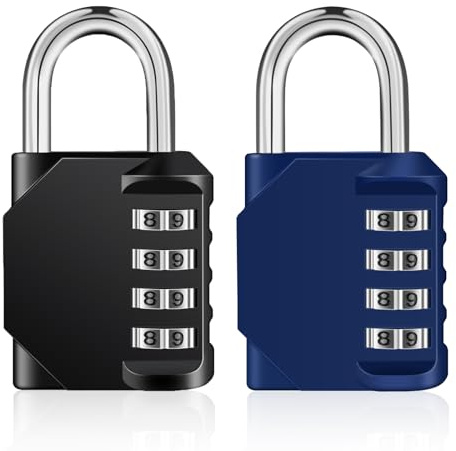 ZHEGE Combination Padlocks, 4 Digit Locker Padlocks (Black & Blue) | Locks for Gym Lockers, School Locker, Outdoor Padlock Weatherproof for Fence gate, Shed, Garage, etc