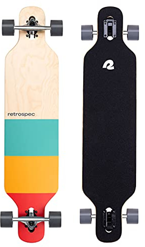 Retrospec Rift Drop-Through Longboard Skateboard Complete Canadian Maple Wood Cruiser w/Drop-Through Trucks for Commuting, Cruising, Carving & Downhill Riding