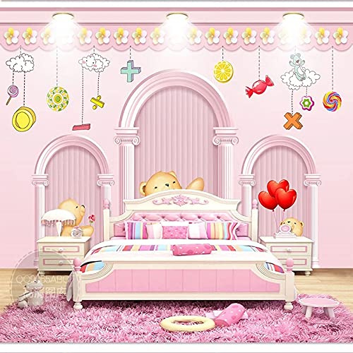 Frtmsticker Papel Tapiz Fotográfico 3D Rosa Habitación Infantil Estampado Autoadhesivo Pvc Impermeabile 3D Mural Papel Tapiz Sala De Estar Dormitorio Sofá Fondo Pared Pegatina De Pared Arte 140X70Cm