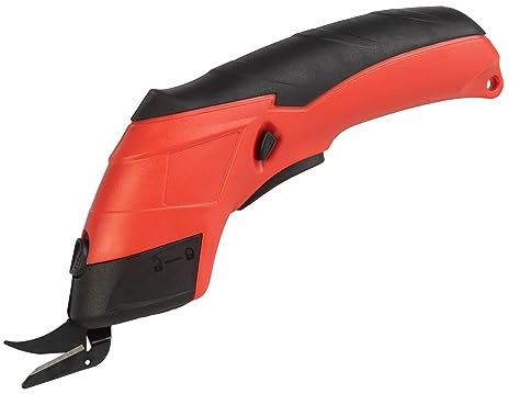 Cordless Electric Scissors - Multipurpose Fabric, Leather, Carpet or Cardboard Cutter with 2 Blades and 3.6V Rechargeable Battery by Stalwart (Red)