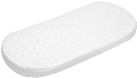 Restorology Baby Moses Basket Mattress, Extra Thick Super Soft Oval Shaped Double Sided Hypoallergenic Mattress Fits Mamas & Papas Mothercare With Removeable Quilted Cover (76 x 40 x 4 cm)