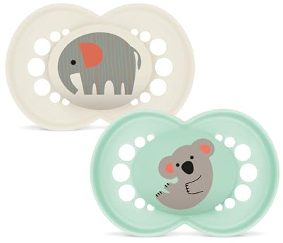 MAM Original Succhietto 6+ Mesi (Set da 2), Ciuccio MAM 6-16 mesi con tettarella ortodontica in caucciù, Kit da 2 accessori neonato con pratico porta ciuccio sterilizzatore, Azzurro/Celeste