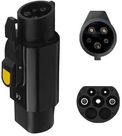 YWNYT EV Ladekabel Adapter mit Clip, 32A Typ 2 (IEC 62196) Stecker auf Typ 1 (SAE J1772) Buchse Elektrofahrzeug Ladegerät Konverter Auto Ladeadapter