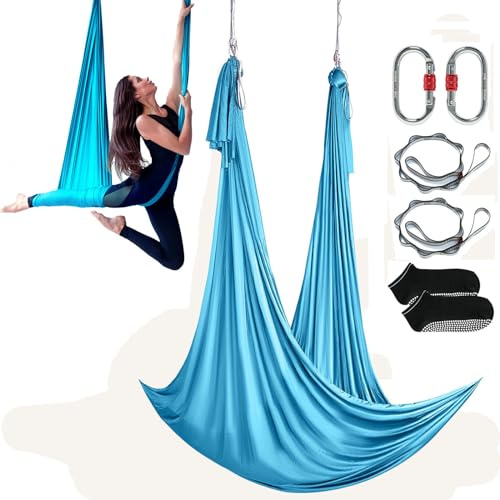 VEVOR Unisex-Adult Aerial Yoga Hängematte, helles blau, 5 x 2,8 m