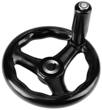 Roue à main ondulée 160 x 16 mm, accessoires de fraisage rond, volant à 3 rayons avec manivelle amovible pour fraiseuse et tour Noir