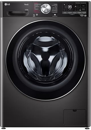 LG V9WD128H2B, Klasse A, Waschtrockner 12-8 kg, 1360 U/min, AI Direct Drive, Nachlegefunktion, Schnellwaschgang in 39 Min., mit Dampf, 60 x 61 x 85 cm ꟷ Black Stainless Steel