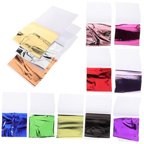 Tofficu 120pcs Metallic Foil Paper Sheets Gold Nail Art Foil Transfer Sheets for Decorations Craft Artistic Use