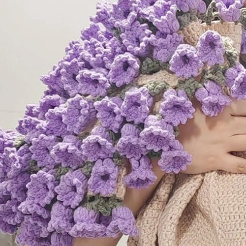 WQTHU Couverture de Fleurs au Crochet DIY, Couverture de Bouquet de Fleurs 3D Faite à la Main pour la fête des mères, Anniversaire, décoration d'intérieur (D)