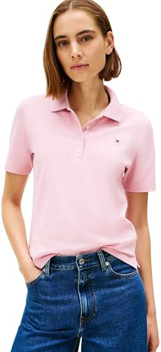 Tommy Hilfiger Polo 1985 REG Piqué SS WW0WW43224 S/S para Mujer, Color Rosa (Rosa Bonita), XXL, Rosa (Bonita Pink), XXL