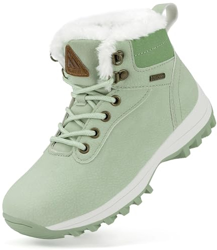 Mishansha Bottine Garçon Imperméable Neige Chaussures Fille Antidérapantes Bottes Enfant Hiver Chaussures Neige Fourrées Bottines Randonnee Vert,Gr.28