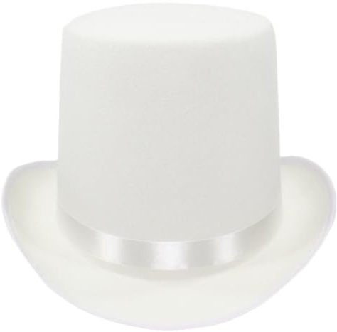 Liummrcy Sombrero de Copa Blanca para Adulto, 6.5 Hablo Mago MAGOCÍO DE 6.5 para Cosplay Show Show Showwear