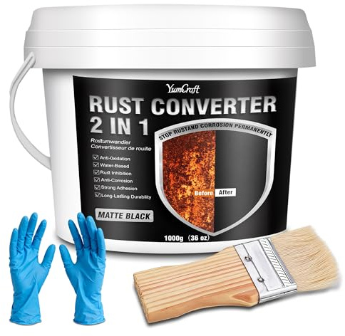 36oz 2-in-1 Rust Converter Paint & Metal Primer, Black Water-Based Rust Reformer, Ultra Rust Inhibitor & Heat Resistant Anti-Corrosion Coating for Automotive Chassis, Marine, Railings & Fences