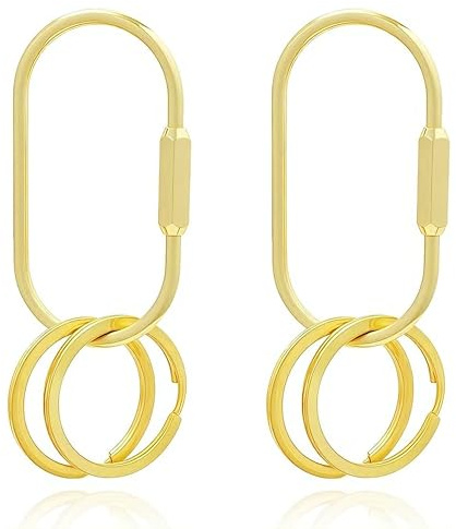 XCSJ Porte-clés avec bouchon à vis en laiton (doré) | Lot de 6 mousquetons ovales avec fermeture à vis pour clés, clés de voiture, sacs, accessoires de bricolage