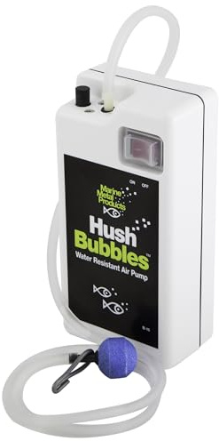 Marine Metal B-16 Hush Bubbles Live Bait Aerator, Quiet Water Resistant Air Pump, Portable & Battery Powered, One Size, White/Black