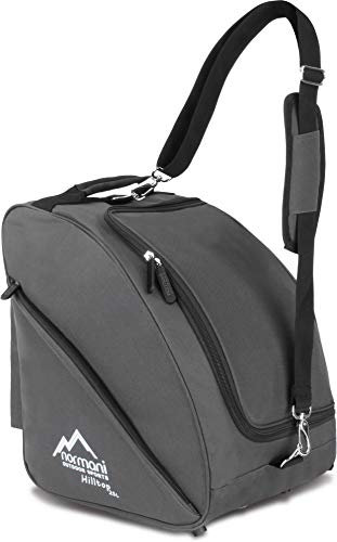 normani Skischuhtasche - Tasche für Skistiefel, 3 Equipmentseitentaschen und mit integriertem Adressfeld und gepolstertem Schultergurt Farbe Anthrazit