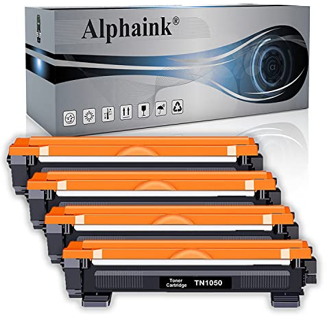 alphaink 4 Toner compatibili con Brother TN1050 TN-1050 TN-1000 per stampanti Brother DCP-1510 DCP-1512 DCP-1612W DCP-1610W DCP-1616NW HL-1210W HL-1110 HL-1112 HL-1212W HL-1201 MFC-1810 MFC-1910W