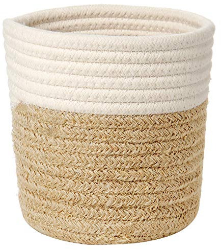 Briful Cesta tejida de cuerda de algodón de 15 x 15 cm, macetas de yute para interiores, cestas de almacenamiento para plantas, juguetes, manualidades, decoración moderna del hogar